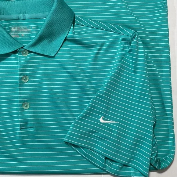 Nike Golf Tour Performance Men’s Polo Shirt Dri-Fit Green/White Stripe - Picture 5 of 8